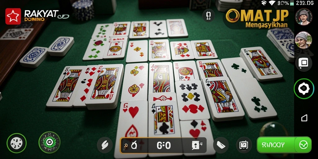Screenshot gameplay RAKYATJP menampilkan suasana permainan Domino yang seru.