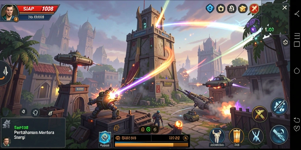 Screenshot SIAP108 menampilkan aksi seru dalam permainan Tower Defense.