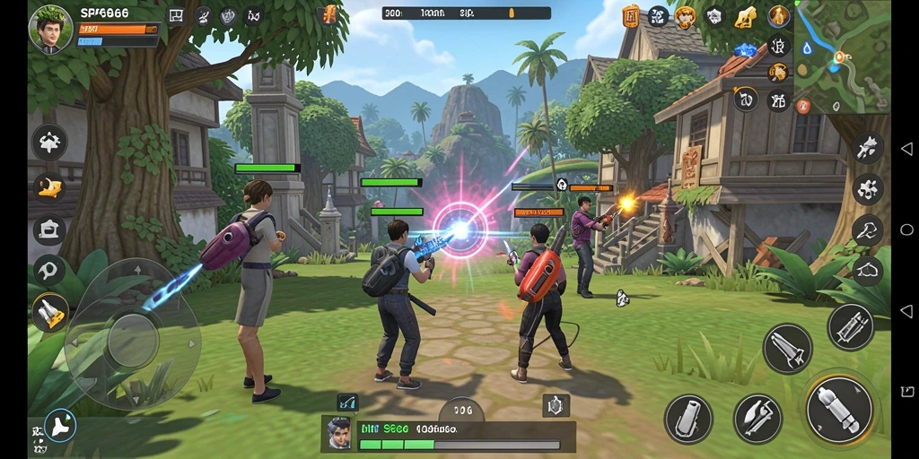 Screenshot gameplay SP666 yang menampilkan interaksi karakter dalam dunia simulasi.